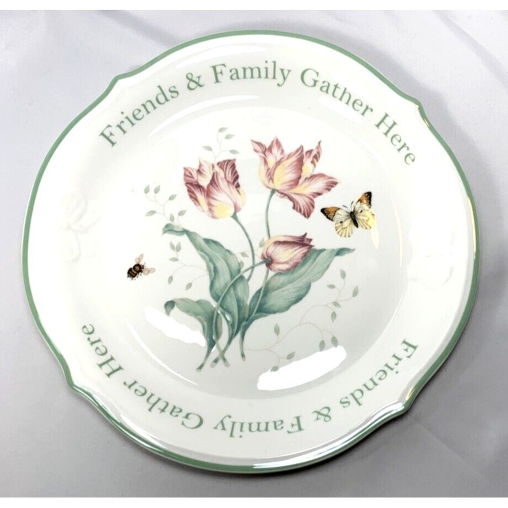 Lenox Butterfly Meadow Sentiment Platter Round 12" Friends & Family‎ Tulip
